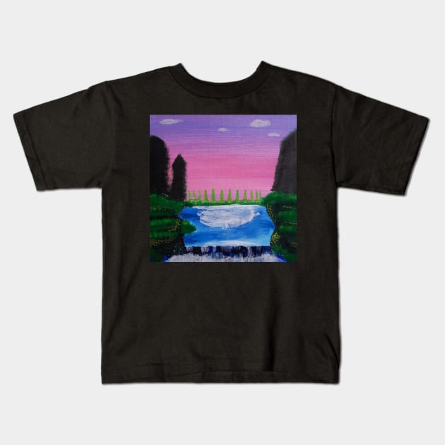 Relaxing waterfall landscape - beautiful Kids T-Shirt by LukjanovArt